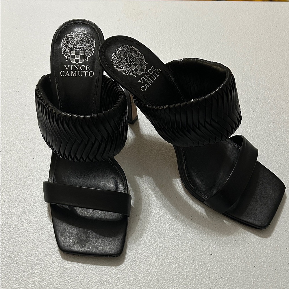 Vince Camuto Black Woven Strap Heels